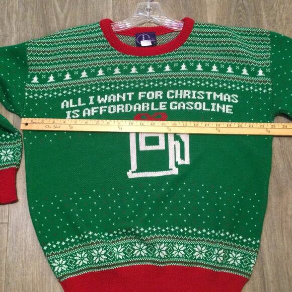 Ugly Christmas Sweater Men’s L Dan Crenshaw ‘All I Want is Affordable Gas’ - Picture 5 of 5